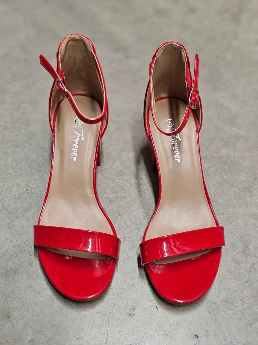 Red Patent Block Heel Sandals With Ankle Strap - Womens Dress Shoes - Picture 10 of 12
